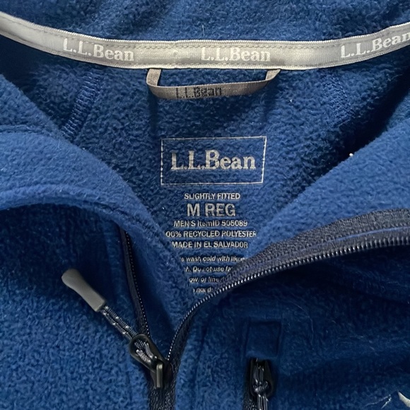 L.L. bean Men’s fleece blue Med 3/4 zip pullover white sewn emblem like new feel - Picture 3 of 6